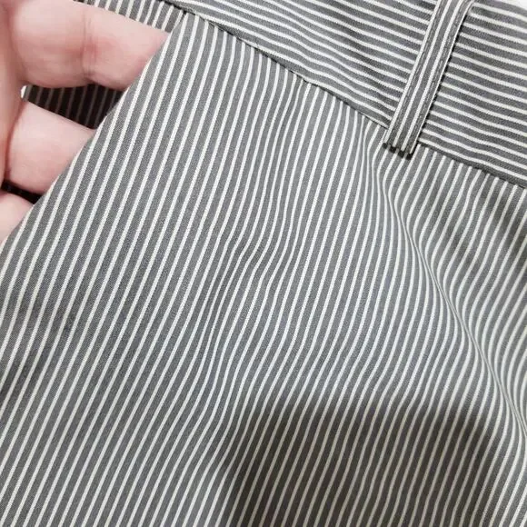 Norma Kamali Pants 8 Black Straw Stripe Crop Ankle Flat Front - Picture 5 of 12